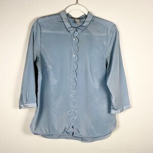 Scallop edge front light blue button up shirt from H&M